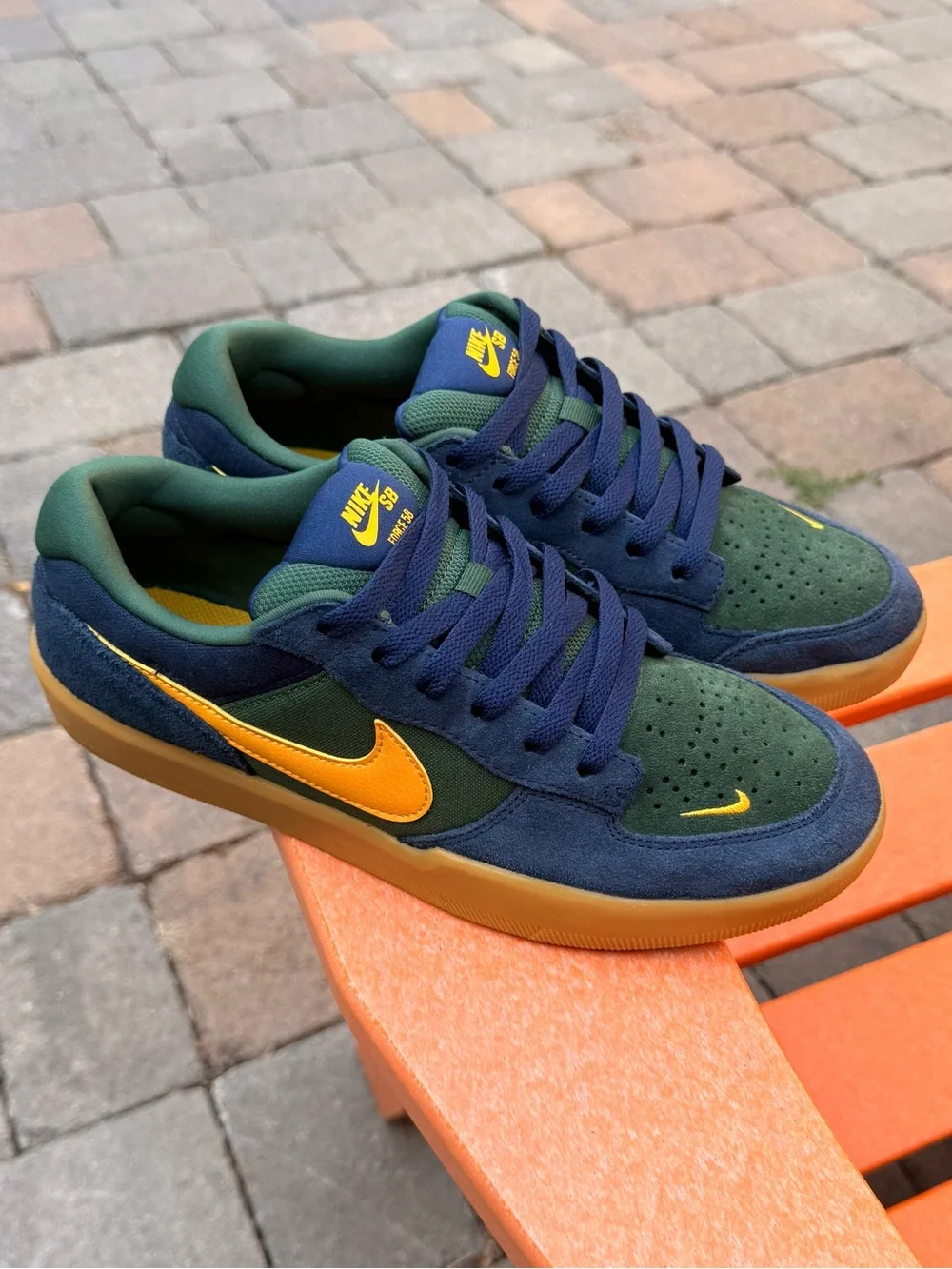 Men’s Nike SB Force 58 Skateboard Shoes Navy Brown Gold US Size 8.5 (DV5477-402)